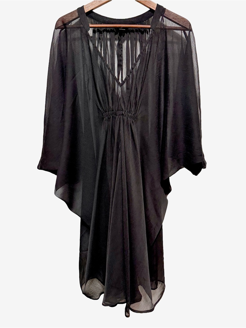 Black Sheer Batwing Tunic Blouse Witchy Goth Dark Romantic Fairy Grunge M/L